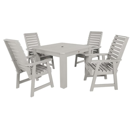 Highwood Usa Weatherly 5pc Square Outdoor Patio Furniture Dining Set AD-DNW44-HGR